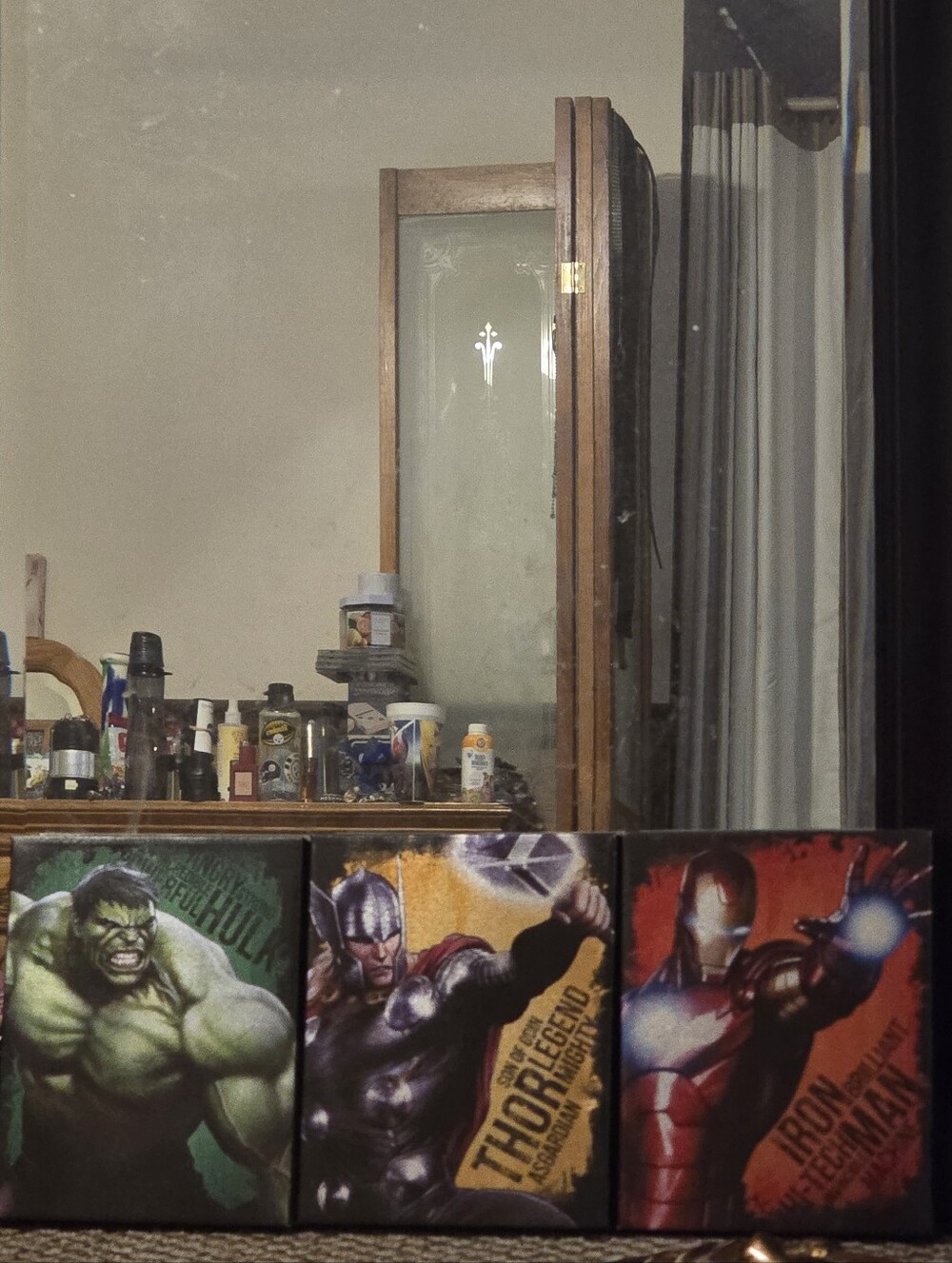 Marvel Avengers Hulk, Thor & Iron Man Canvas Set - Green, Purple, Red